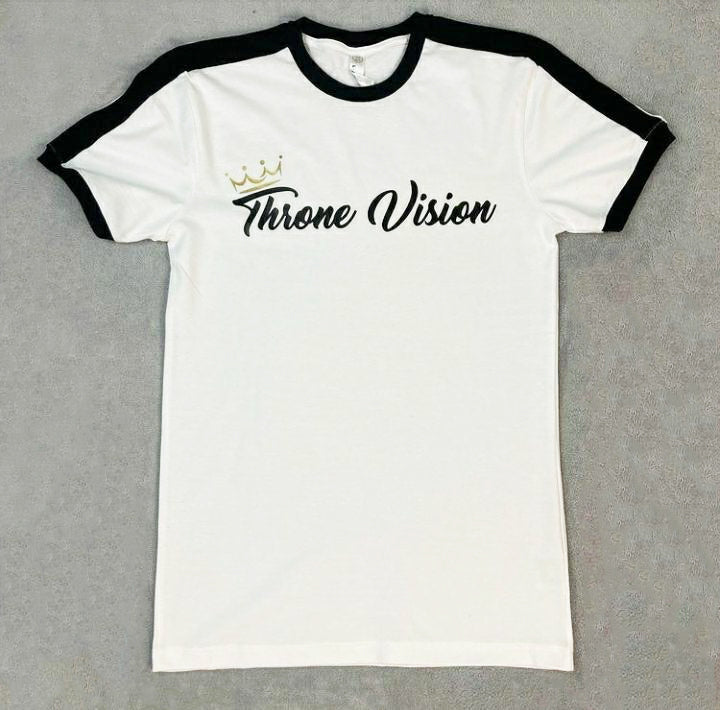 Throne Vision Retro Ringer T-shirt (White/Black)